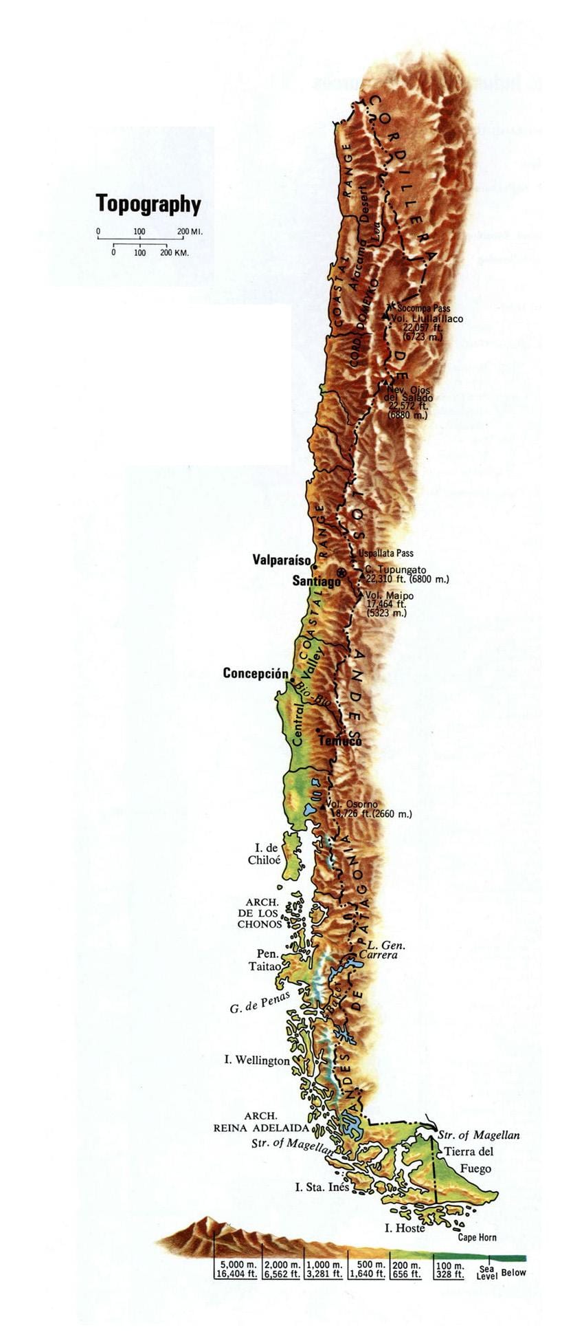 Chile Höhenkarte