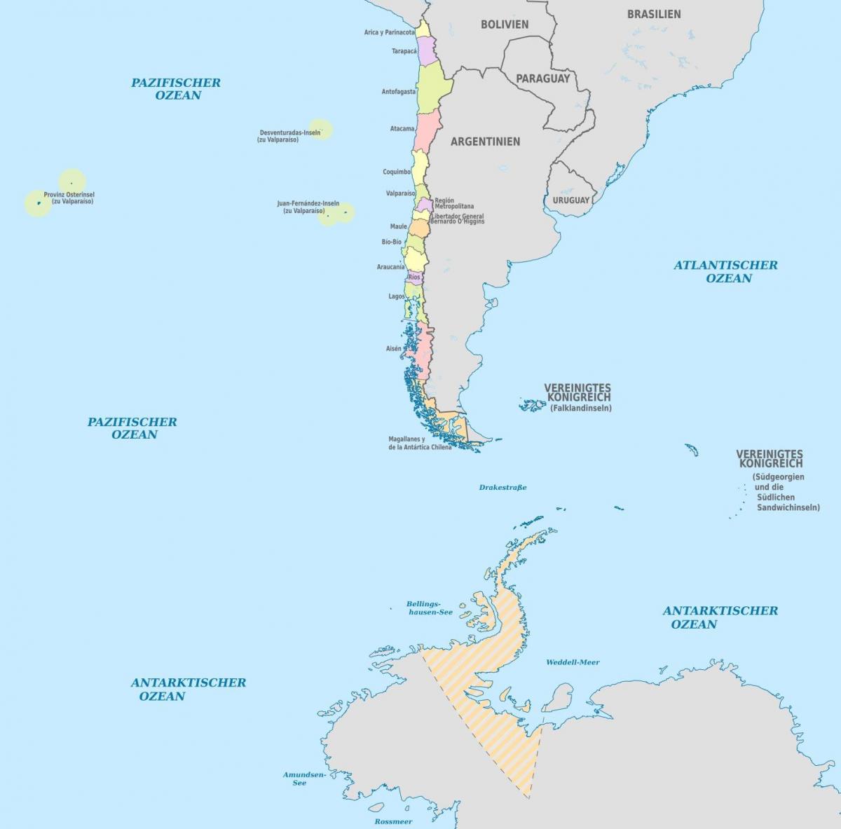 Landkarte von Chile-Inseln