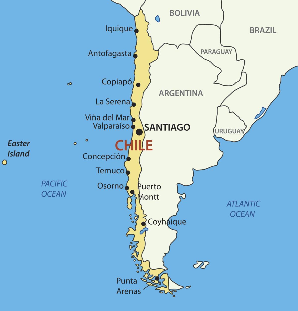 Chile-Land-Karte - Map Chile-Land (Süd Amerika - Nord-und Südamerika)