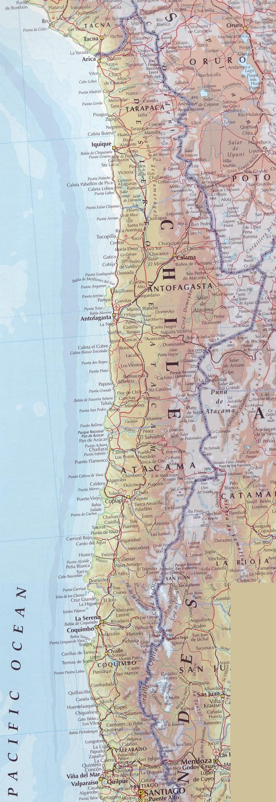Karte von Chile Weg