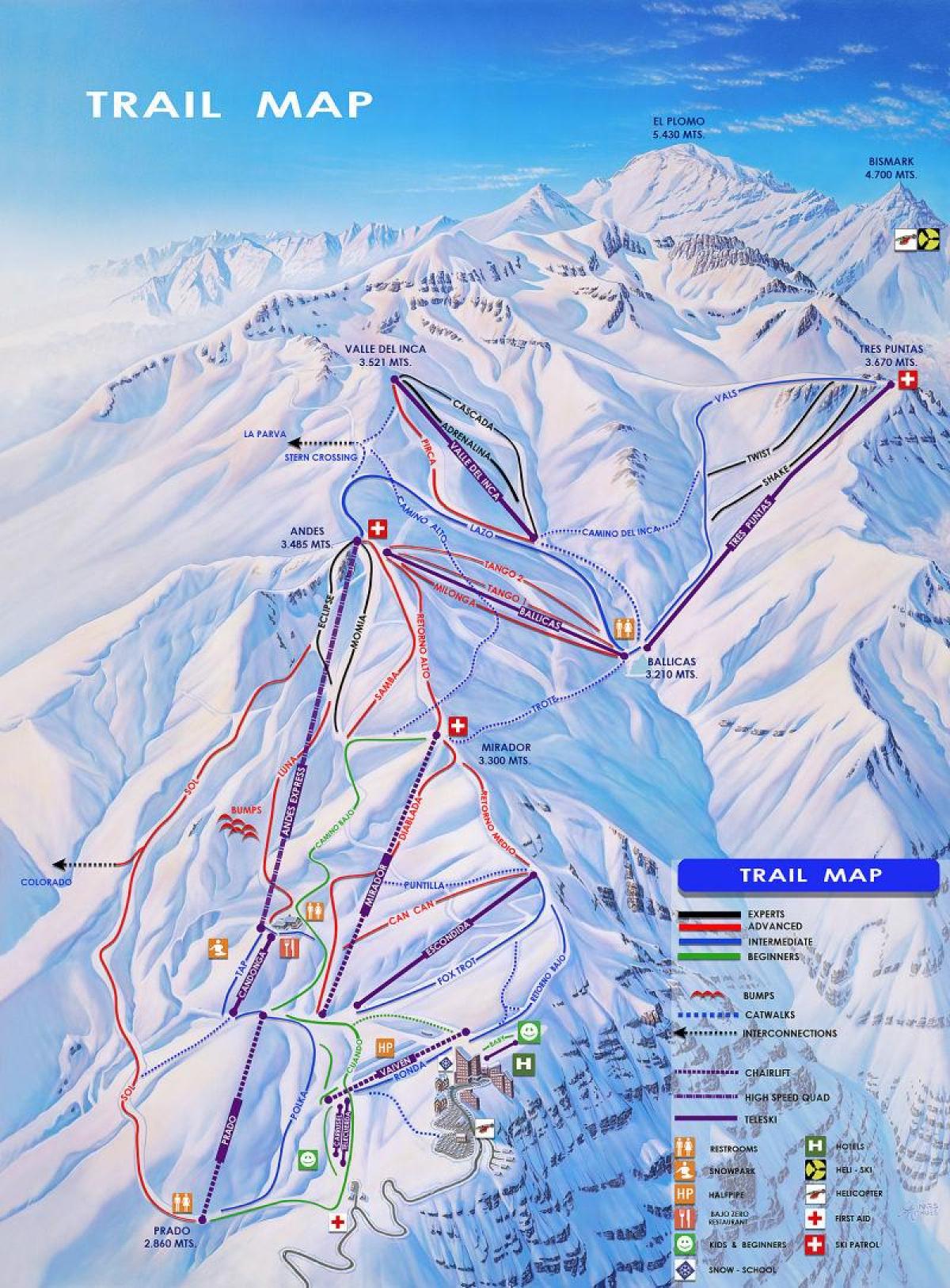 Landkarte von Chile-ski-resorts