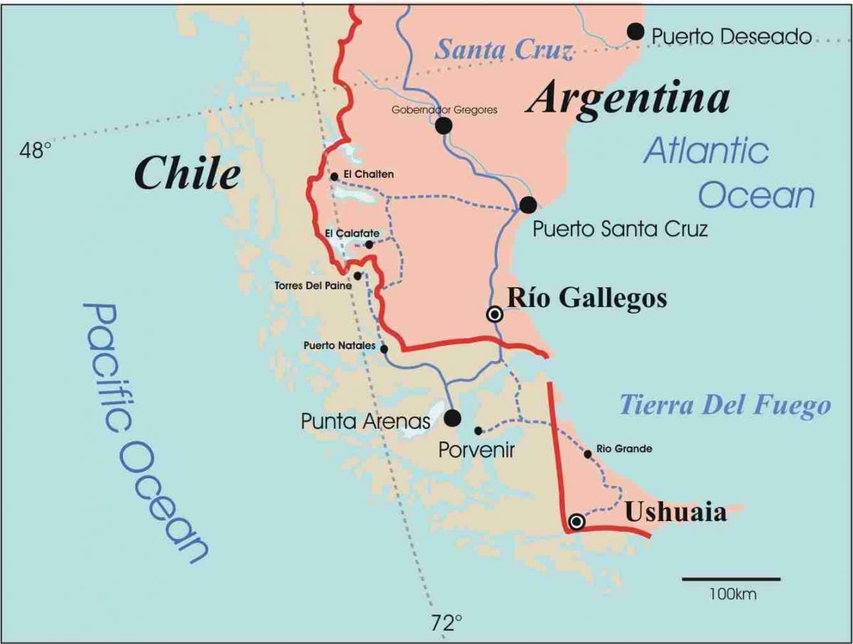 Karte von Patagonien, Chile