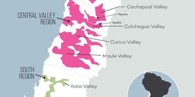 Karte von central valley, Chile