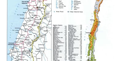 Karte von Chile mit natürlichen Ressourcen 