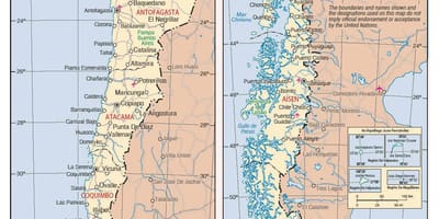 Karte von Chile mit den Städten