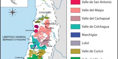 Karte von Chile Wein Regionen 